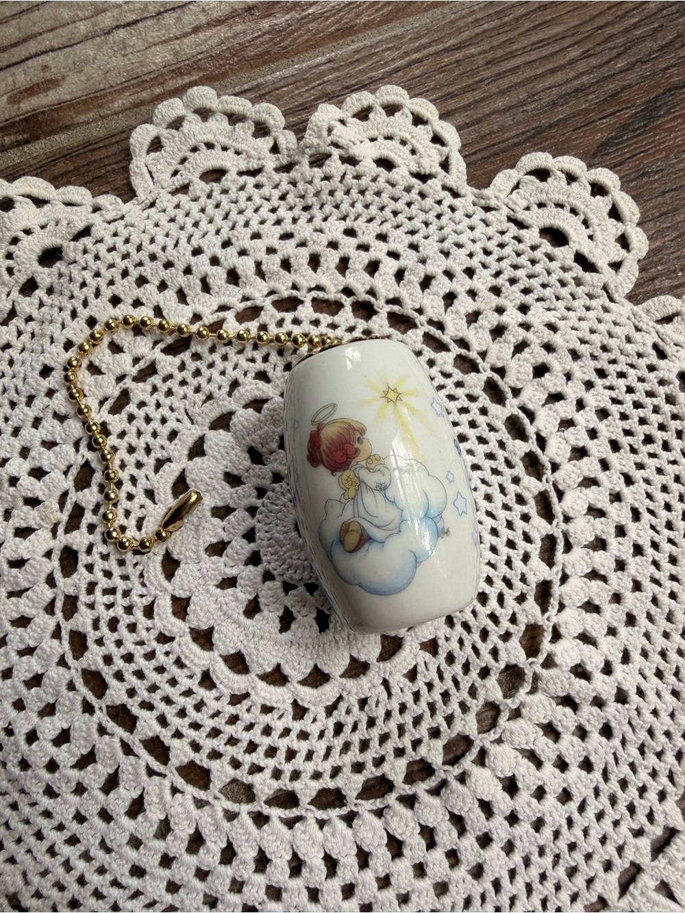 Precious Moments Porcelain fan or light pull